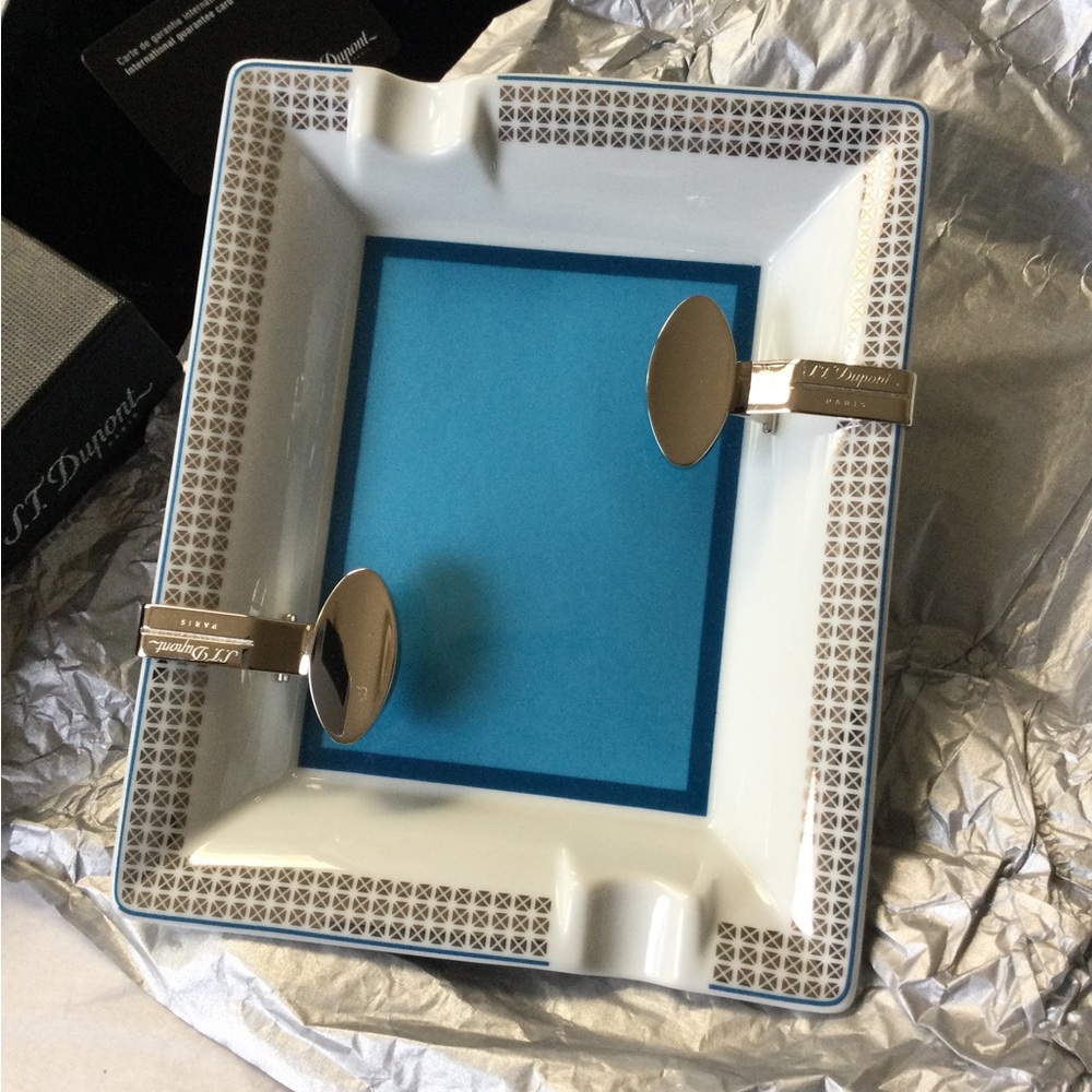 S.T. Dupont Cigar Ashtray with Steel Cigar Rest